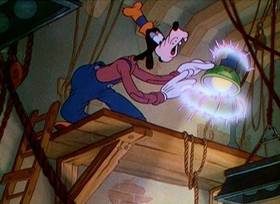 Screenshots from the 1937 Disney cartoon Magician Mickey