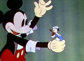 Screenshots from the 1937 Disney cartoon Magician Mickey
