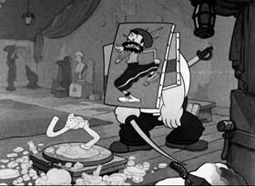 Screenshots from the 1937 Fleischer Studio cartoon My Artistical Temperature