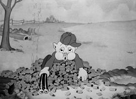 Screenshots from the 1938 Warner Bros. cartoon Porky
