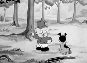 Screenshots from the 1938 Warner Bros. cartoon Porky