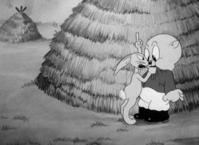 Screenshots from the 1938 Warner Bros. cartoon Porky