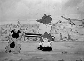 Screenshots from the 1938 Warner Bros. cartoon Porky