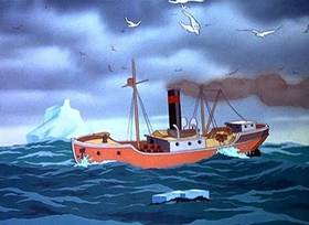 Screenshots from the 1938 Disney cartoon The Whalers