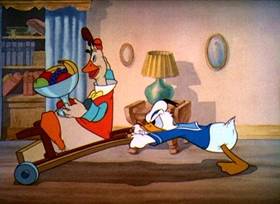 Screenshots from the 1939 Disney cartoon Donald