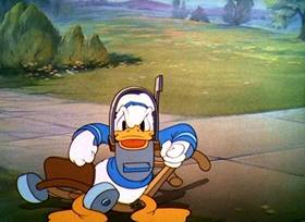 Screenshots from the 1939 Disney cartoon Donald