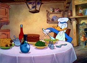 Screenshots from the 1939 Disney cartoon Donald