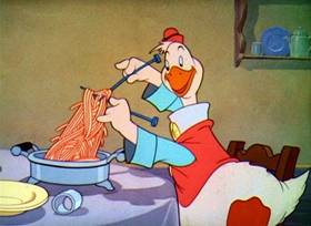 Screenshots from the 1939 Disney cartoon Donald