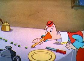 Screenshots from the 1939 Disney cartoon Donald