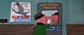 Screenshots from the 1955 UPA cartoon When Magoo Flew