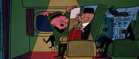 Screenshots from the 1955 UPA cartoon When Magoo Flew