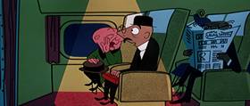 Screenshots from the 1955 UPA cartoon When Magoo Flew