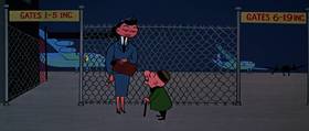 Screenshots from the 1955 UPA cartoon When Magoo Flew