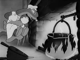 Screenshots from the 1942 Warner Bros. cartoon Daffy