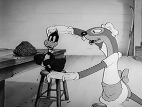 Screenshots from the 1942 Warner Bros. cartoon Daffy