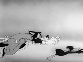 Screenshots from the 1942 Warner Bros. cartoon Daffy