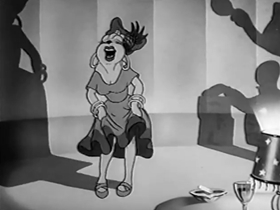 Screenshots from the 1942 Warner Bros. cartoon Daffy