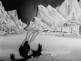 Screenshots from the 1942 Warner Bros. cartoon Daffy