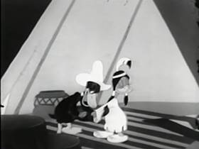 Screenshots from the 1942 Warner Bros. cartoon The Daffy Duckaroo