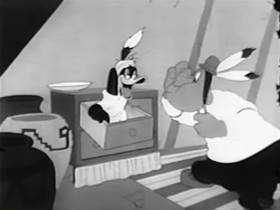 Screenshots from the 1942 Warner Bros. cartoon The Daffy Duckaroo