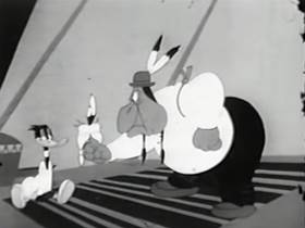 Screenshots from the 1942 Warner Bros. cartoon The Daffy Duckaroo