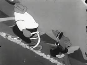 Screenshots from the 1942 Warner Bros. cartoon The Daffy Duckaroo