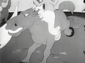 Screenshots from the 1942 Warner Bros. cartoon The Daffy Duckaroo