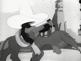 Screenshots from the 1942 Warner Bros. cartoon The Daffy Duckaroo