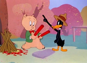 Screenshots from the 1942 Warner Bros. cartoon My Favorite Duck