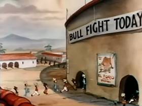 Screenshots from the 1942 Terrytoons cartoon The Torrid Toreador
