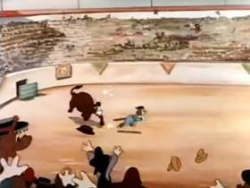 Screenshots from the 1942 Terrytoons cartoon The Torrid Toreador