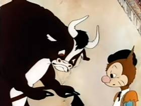 Screenshots from the 1942 Terrytoons cartoon The Torrid Toreador