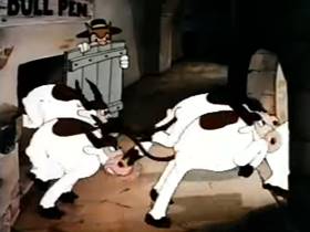 Screenshots from the 1942 Terrytoons cartoon The Torrid Toreador
