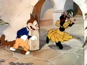 Screenshots from the 1942 Terrytoons cartoon The Torrid Toreador