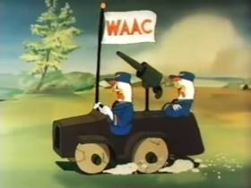Screenshots from the 1942 Terrytoons cartoon Barnyard Waac