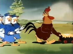 Screenshots from the 1942 Terrytoons cartoon Barnyard Waac