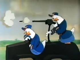 Screenshots from the 1942 Terrytoons cartoon Barnyard Waac
