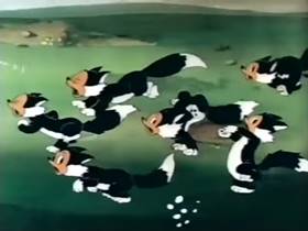 Screenshots from the 1942 Terrytoons cartoon Barnyard Waac