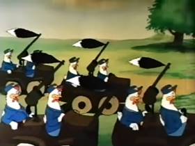 Screenshots from the 1942 Terrytoons cartoon Barnyard Waac