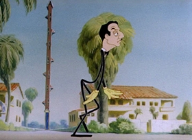 Screenshots from the 1942 Columbia cartoon A Hollywood Detour