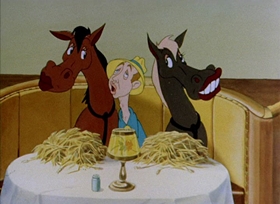 Screenshots from the 1942 Columbia cartoon A Hollywood Detour