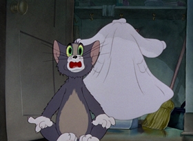 Screenshots from the 1942 MGM cartoon Fraidy Cat