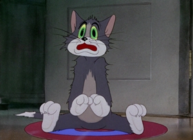 Screenshots from the 1942 MGM cartoon Fraidy Cat