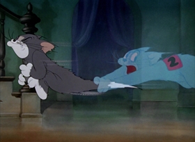 Screenshots from the 1942 MGM cartoon Fraidy Cat