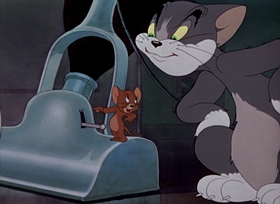 Screenshots from the 1942 MGM cartoon Fraidy Cat