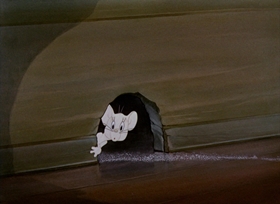Screenshots from the 1942 MGM cartoon Fraidy Cat
