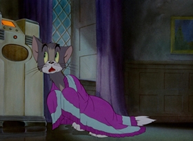 Screenshots from the 1942 MGM cartoon Fraidy Cat
