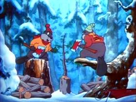 Screenshots from the 1942 MGM cartoon The Bear and the Beavers