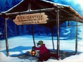 Screenshots from the 1942 MGM cartoon The Bear and the Beavers