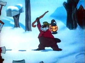Screenshots from the 1942 MGM cartoon The Bear and the Beavers
